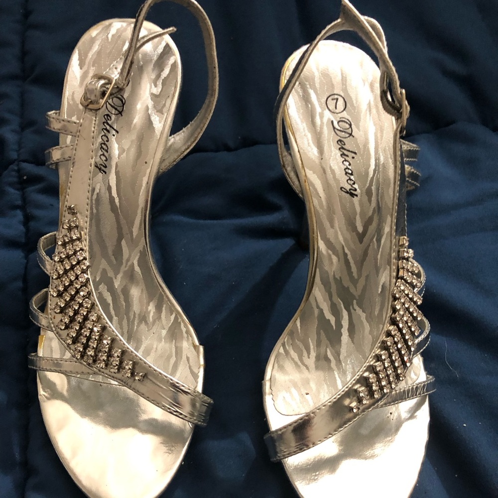 Silver heels, like new